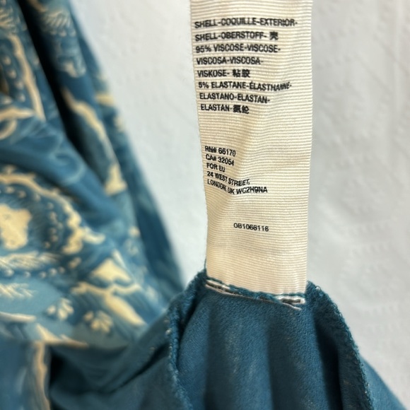 FREE PEOPLE Hello Lover Ruched Shoulder Tunic Dress in Dusty Indigo Combo - Picture 7 of 10